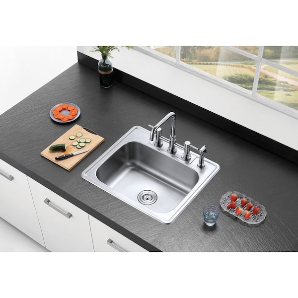 GKTS2522 Drop-in Single Bowl Kitchen Sink, Brushed